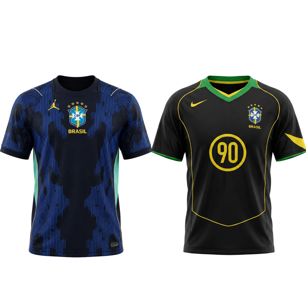 Kit 2 Camisas da Seleção Brasileira - Retrô e 2026 Azul