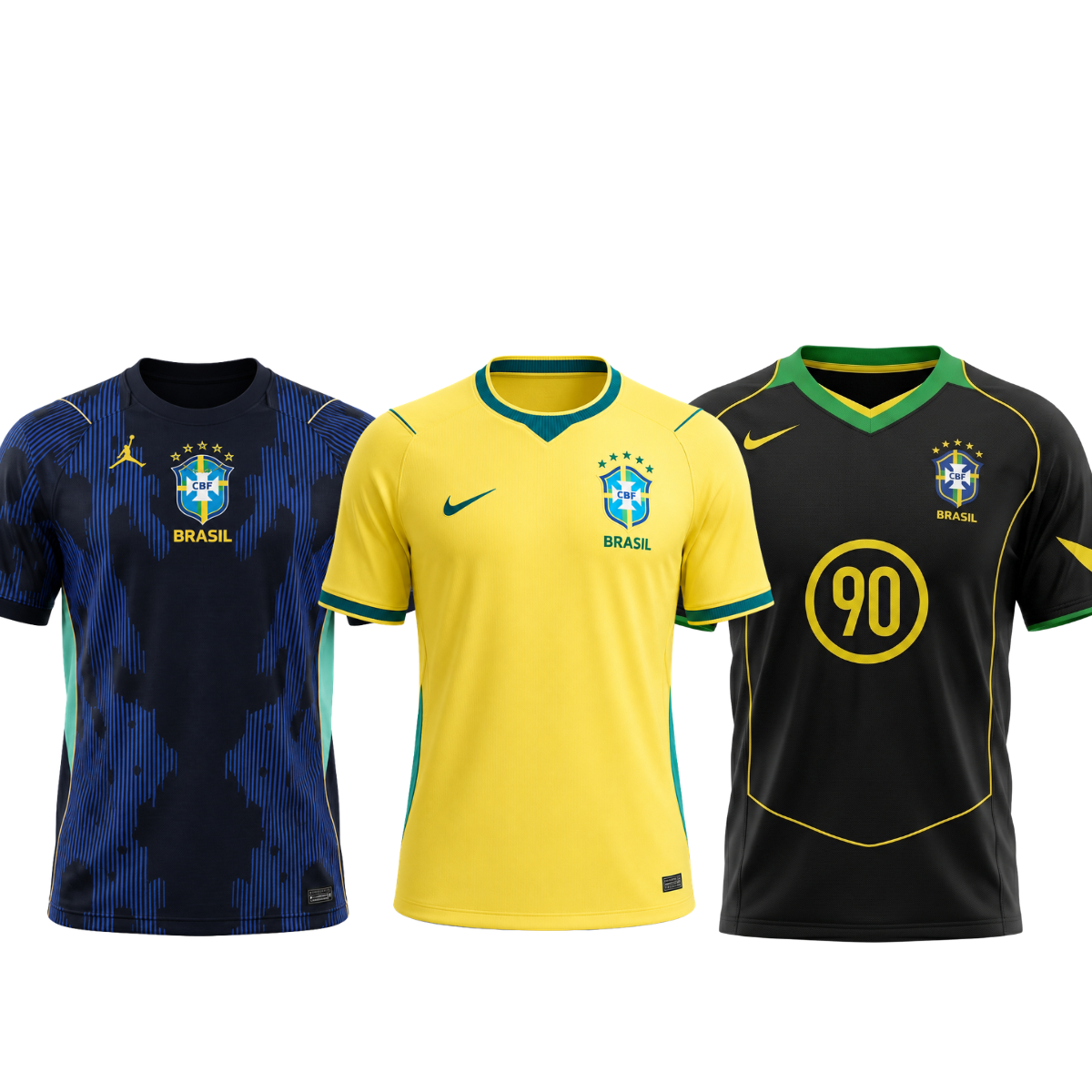 Kit 3 Camisas da Seleção Brasileira - 2026 & Retrô