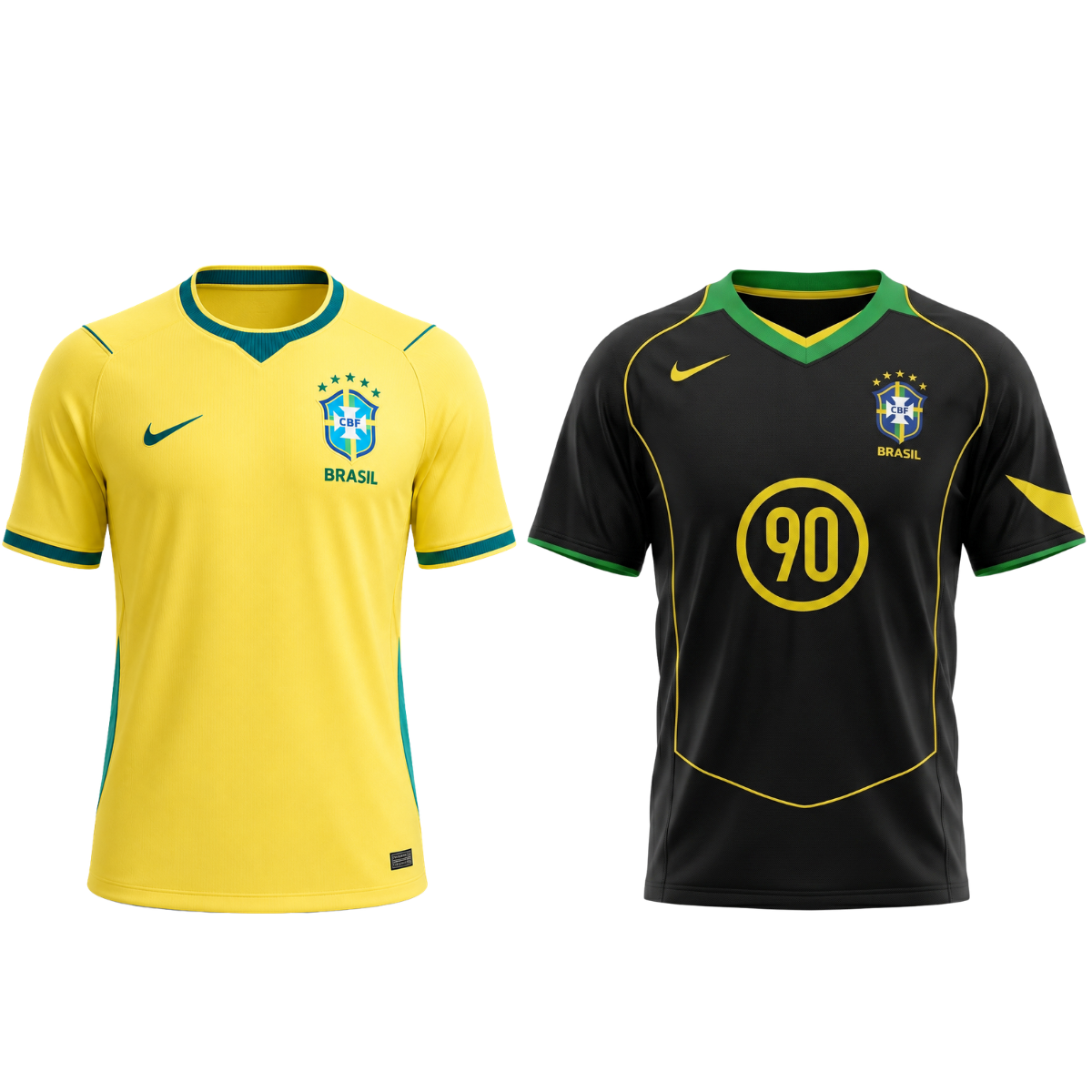 Kit 2 Camisas da Seleção Brasileira - Retrô e 2026 Amarela